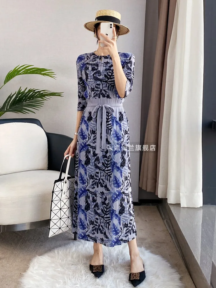Женское плиссированное платье миаке, длинное платье с чернильным принтом в стиле ретро, весна-лето 2023 
Женское плиссированное платье миаке, длинное платье с чернильным принтом в стиле ретро, весна-лето 2023