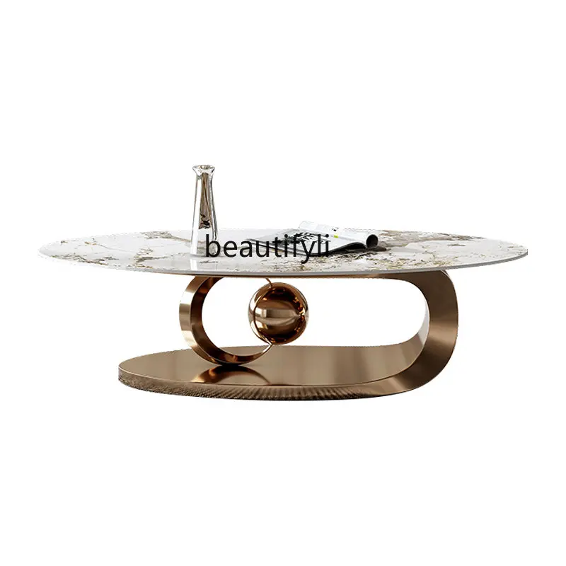 Light Luxury Rock Plate Tea Table New Modern Simple Oval Home Living Room Small Apartment Stainless Steel Tea Table furniture
Light Luxury Rock Plate Tea Table New Modern Simple Oval Home Living Room Small Apartment Stainless Steel Tea Table furniture