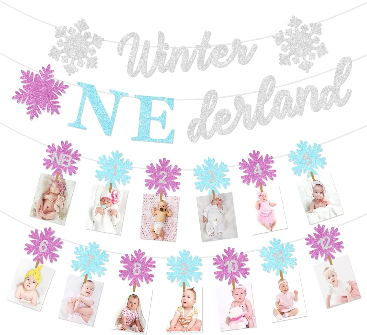 

Зима Onederland 1-й День рождения декор с фотогирляндой баннер Снежинка от новорожденных до 12 месяцев товары для первого дня рождения