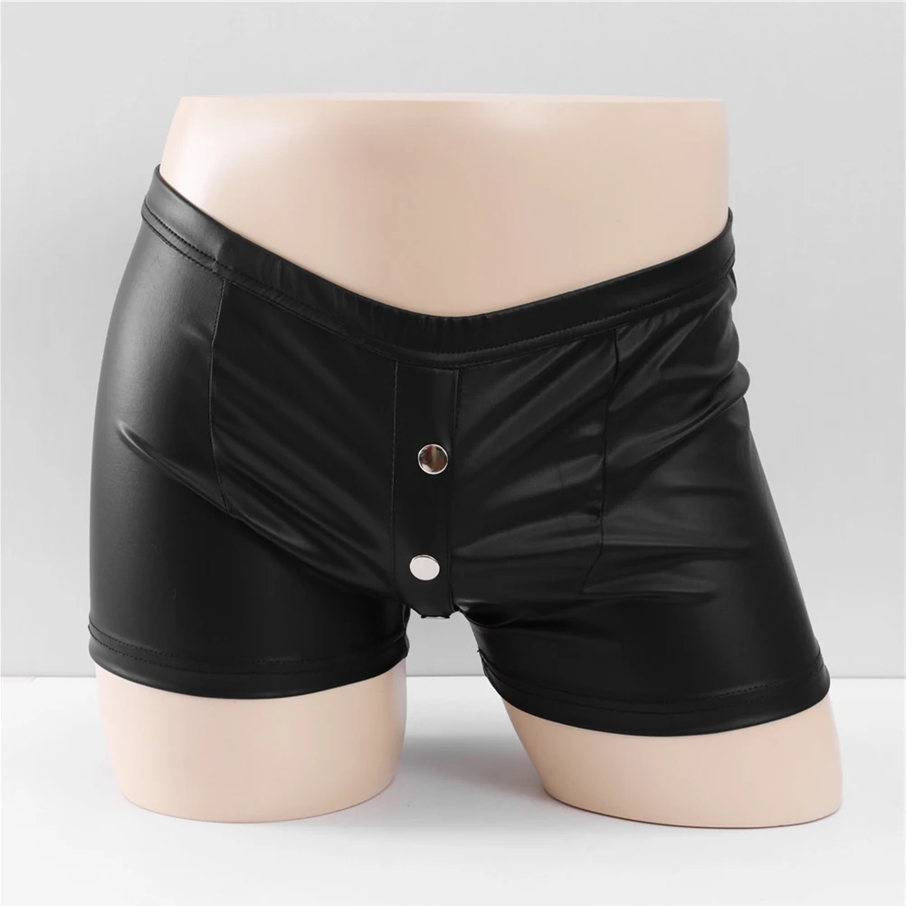 Sexy Men Boxers PU Leather Shorts Bulge Pouch Underpants Male Button Crotch Boxer Trunks Short Pants
Sexy Men Boxers PU Leather Shorts Bulge Pouch Underpants Male Button Crotch Boxer Trunks Short Pants