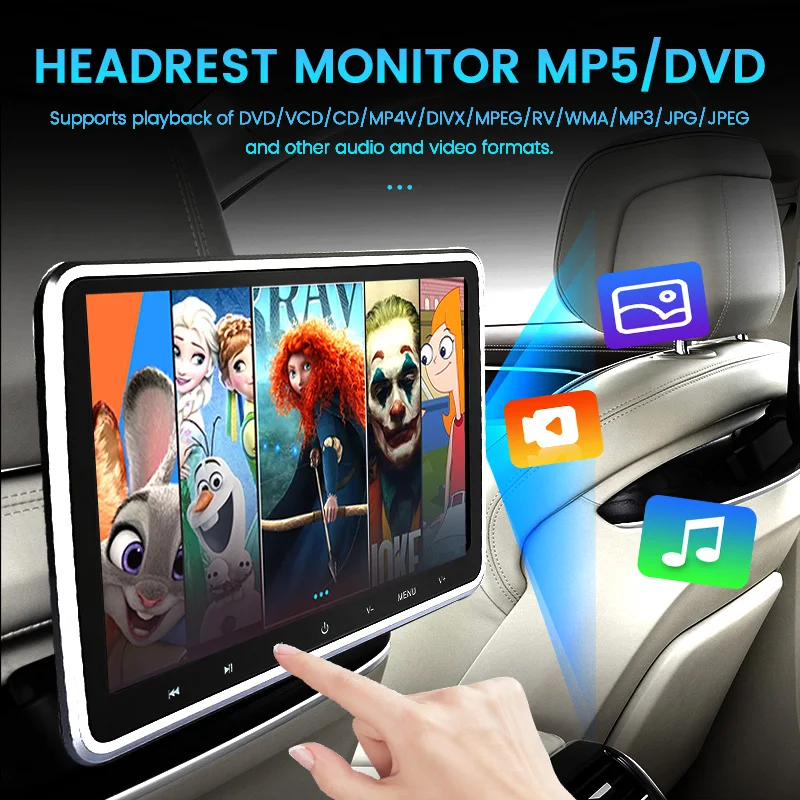 

10.1inch 1024*600 HD Car Screen Rear Seat Headrest Monitor DVD/VCD/CD/MP4/MP5/SD/FM/HDMI/Headset AV Input Support Games Function