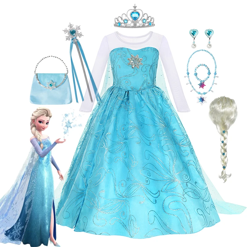 Children's Snow Queen Elsa Cosplay Costume Girls Disney Frozen Elsa Princess Dress Kids Long Sleeve Sequins Clothes for Birthday
Children's Snow Queen Elsa Cosplay Costume Girls Disney Frozen Elsa Princess Dress Kids Long Sleeve Sequins Clothes for Birthday