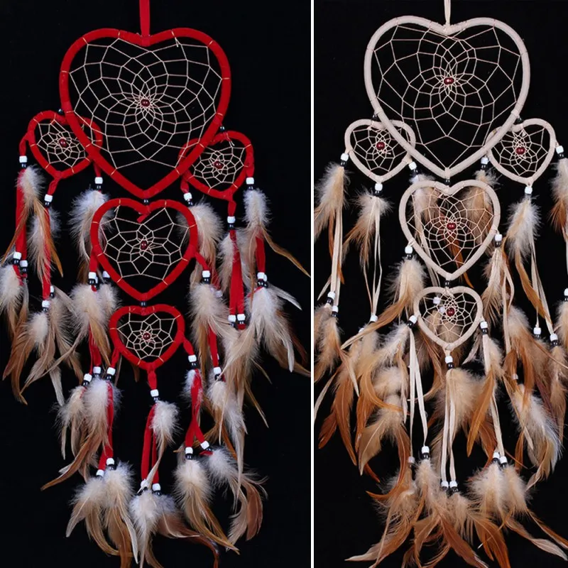 

Feather Crafts Dream Catcher Brown Wind Chimes Handmade Dreamcatcher Net for Wall Hanging Car Home Decoration