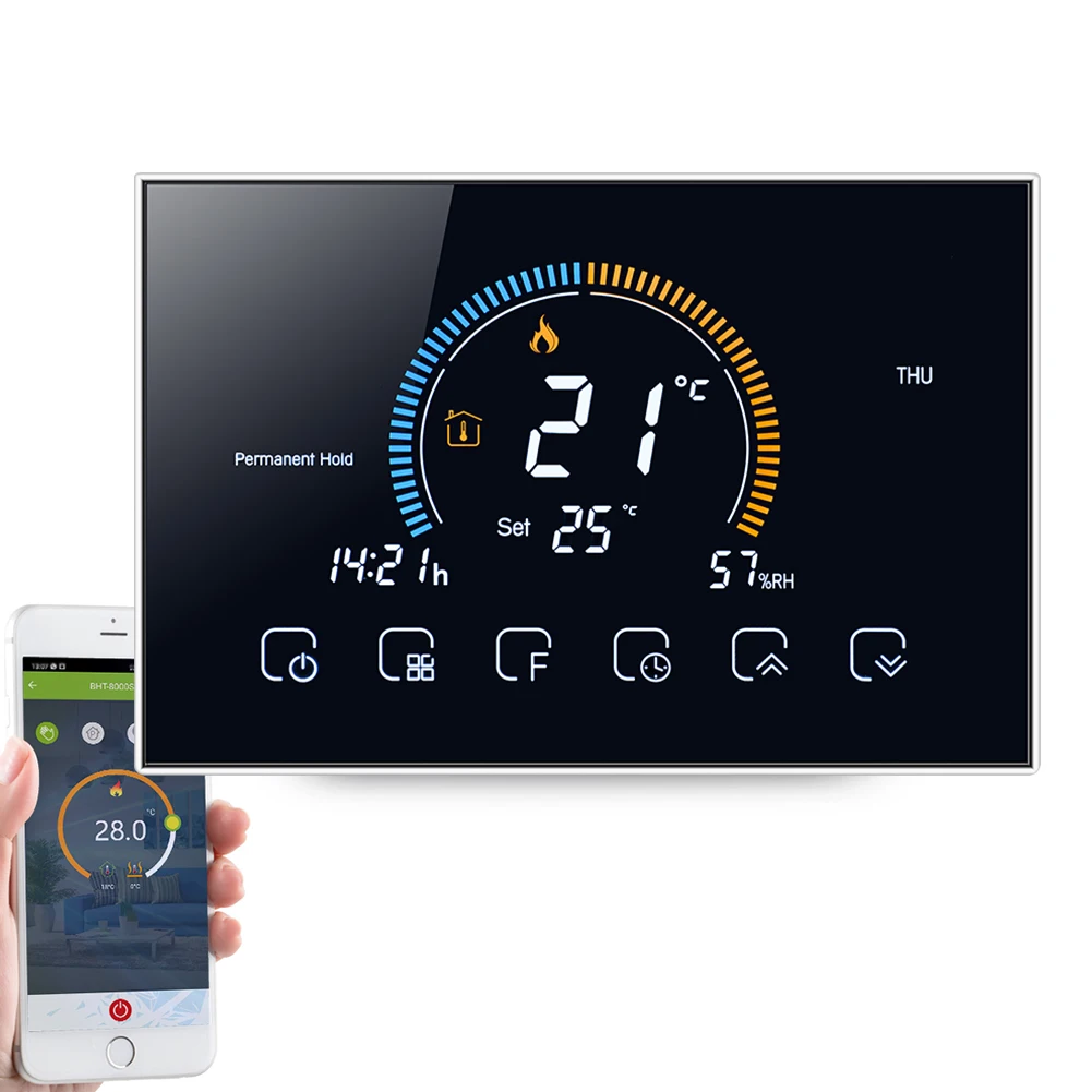

Qiumi Smart Wifi thermostat display weather, UV index, humidity, for water / floor heating electric water / Gas boiler