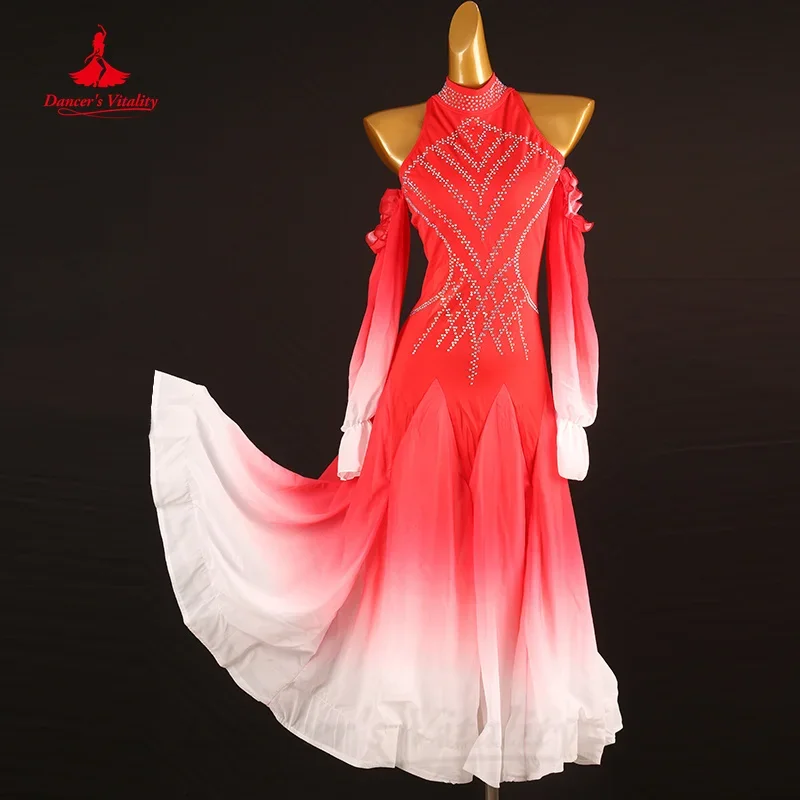 Modern Dancing Performance Costumes Customization Elegant Long Sleeved Gradient Dress Waltz Ballroom Dance Competition Dresses
Modern Dancing Performance Costumes Customization Elegant Long Sleeved Gradient Dress Waltz Ballroom Dance Competition Dresses