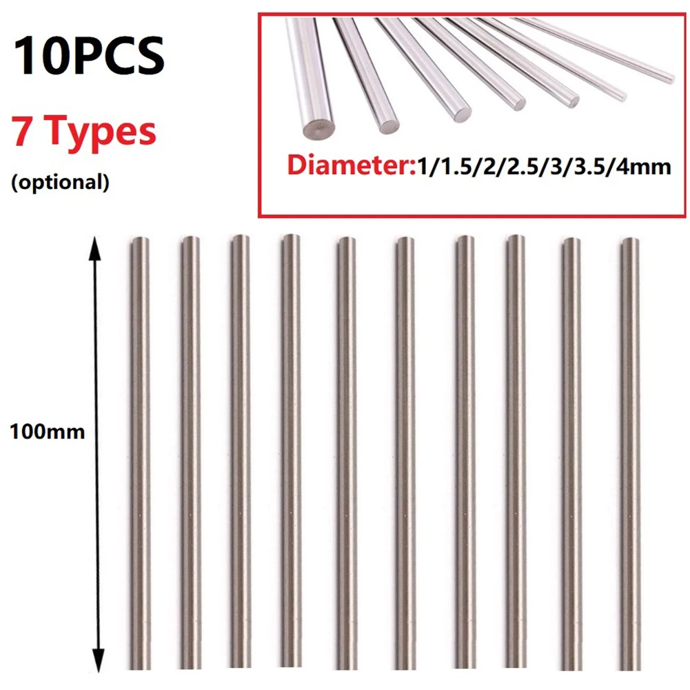 

10PCS HSS Straight Shank Metric 100mm Long Carbide Tungsten Steel Rod Lathe Tool 1/1.5/2/2.5/3/3.5/4mm Diameter Alloy Round Rod