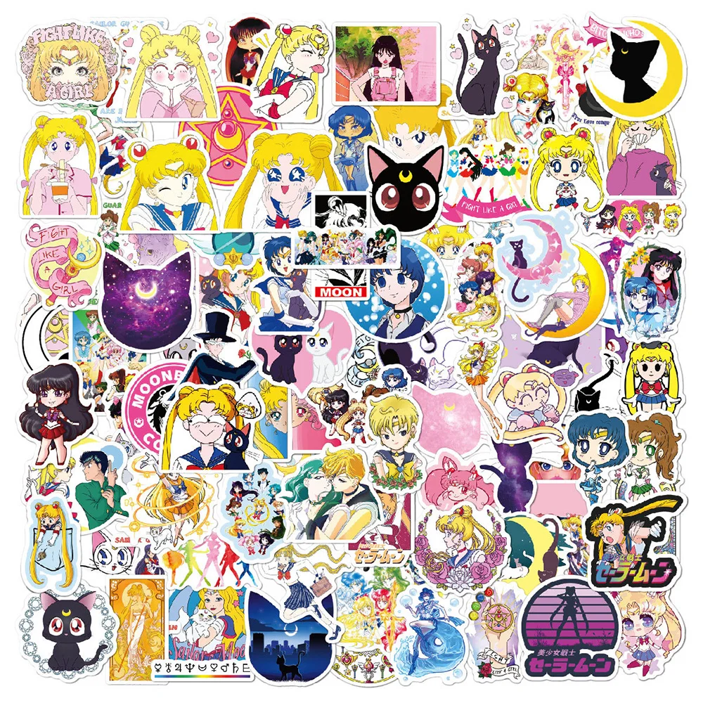 

10/30/50/100pcs Kawaii Sailor Moon Anime Stickers Cute Cartoon Graffiti Decals Phone Guitar Diary Suitcase Sticker for Girls Toy