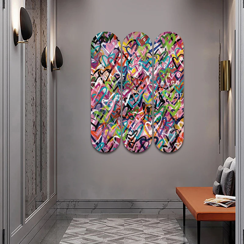 Pop Abstract Heart Skateboard Deck Curren Decoration Graffiti Painting Decorative Boards for Girls Bedroom Nursery Decor
Pop Abstract Heart Skateboard Deck Curren Decoration Graffiti Painting Decorative Boards for Girls Bedroom Nursery Decor
