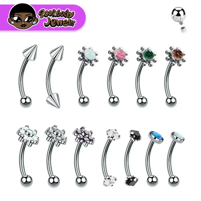 F136 Titanium Classic Eyebrow Piercing Inlaid Opal Zircon 16G Internal Thread Banana Curved Lip Navel Piercing Piercing Jewelry
F136 Titanium Classic Eyebrow Piercing Inlaid Opal Zircon 16G Internal Thread Banana Curved Lip Navel Piercing Piercing Jewelry
