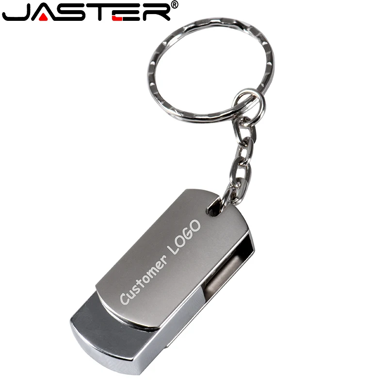 

JASTER Free Custom Logo Metal USB Flash Drive 128GB Portable Pen Drive 64GB Rotatable Memory Stick 32GB Super Mini Pendrive 16GB