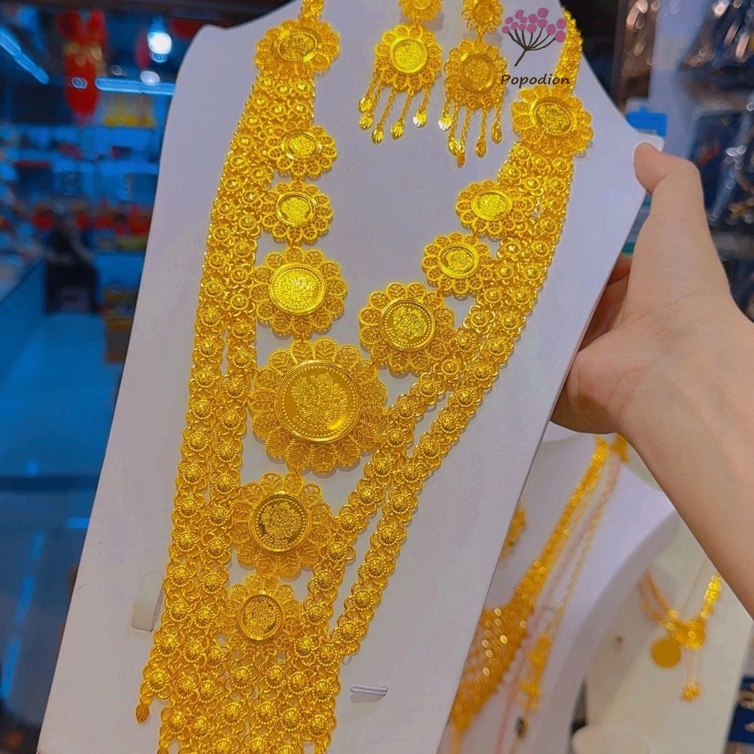 New Dubai 24K Gold Plated Necklace Earrings for Women's Wedding Party Jewelry Set 3 Mallzona S9fceedf9458945edbdcb1b3655955c5cD New Dubai 24K Gold Plated Necklace Earrings for Women's Wedding Party Jewelry Set Mallzona