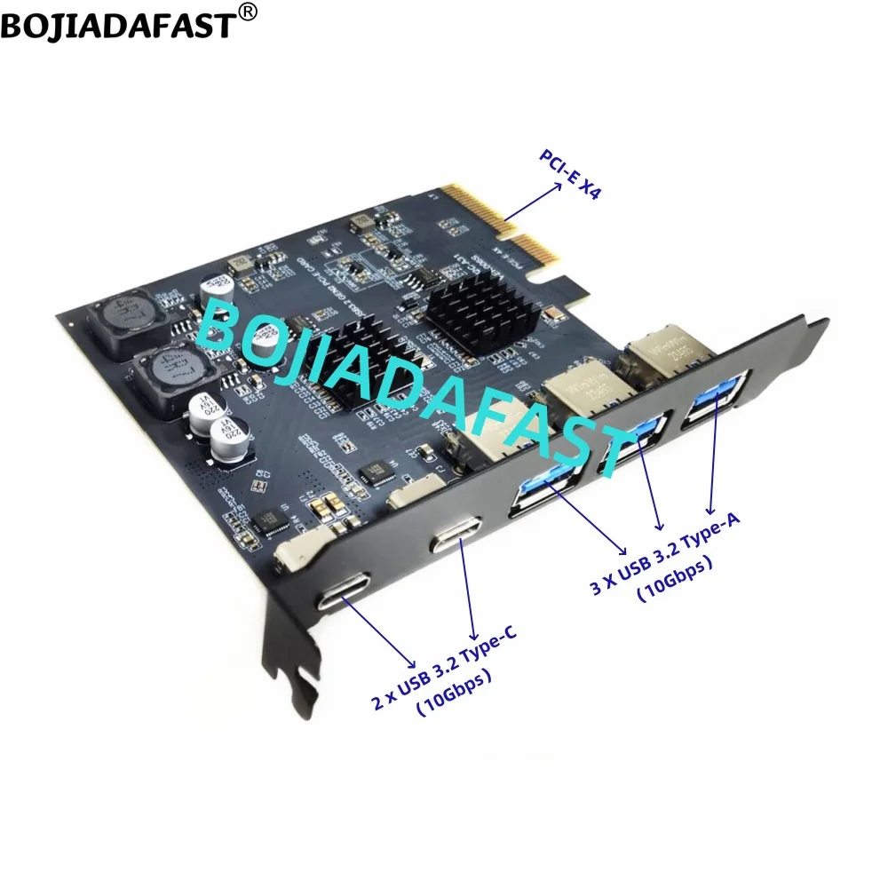 

PCI Express PCI-E 4x до 2 x USB 3.2 Type-C + 3 USB 3.2 Type-A контроллер, плата расширения 10 Гбит/с