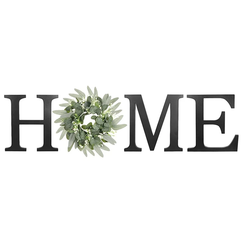 Wooden Home Sign Wall Hanging Decor - Wood Home Letters For Wall Art With Artificial Eucalyptus Wreath Rustic Home Decor
Wooden Home Sign Wall Hanging Decor - Wood Home Letters For Wall Art With Artificial Eucalyptus Wreath Rustic Home Decor