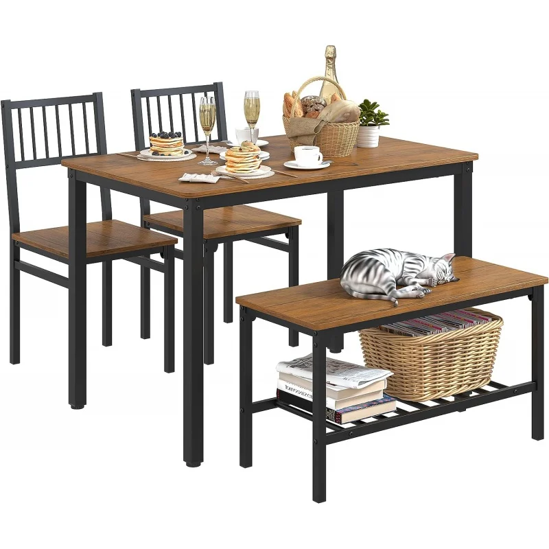 Teraves Dining Table Set for 4/Computer Desk,Kitchen Table with 2 Chairs and a Bench,Table and Chairs Dining Room Set 4 Piece Se
Teraves Dining Table Set for 4/Computer Desk,Kitchen Table with 2 Chairs and a Bench,Table and Chairs Dining Room Set 4 Piece Se