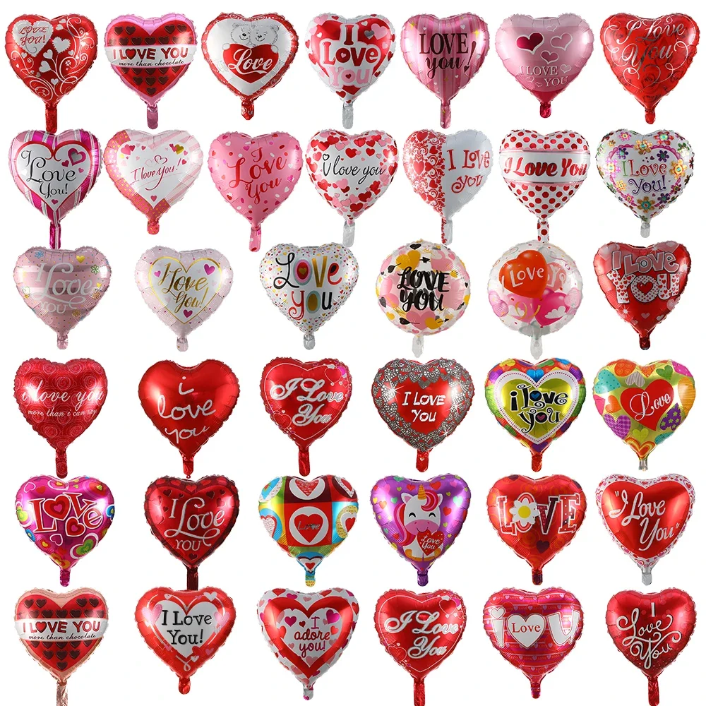 

5/10pcs 18inch Heart Balloons Wedding Valentine's Day Red I Love You Aluminium Foil Helium Globos Wedding Anniversary Decoration