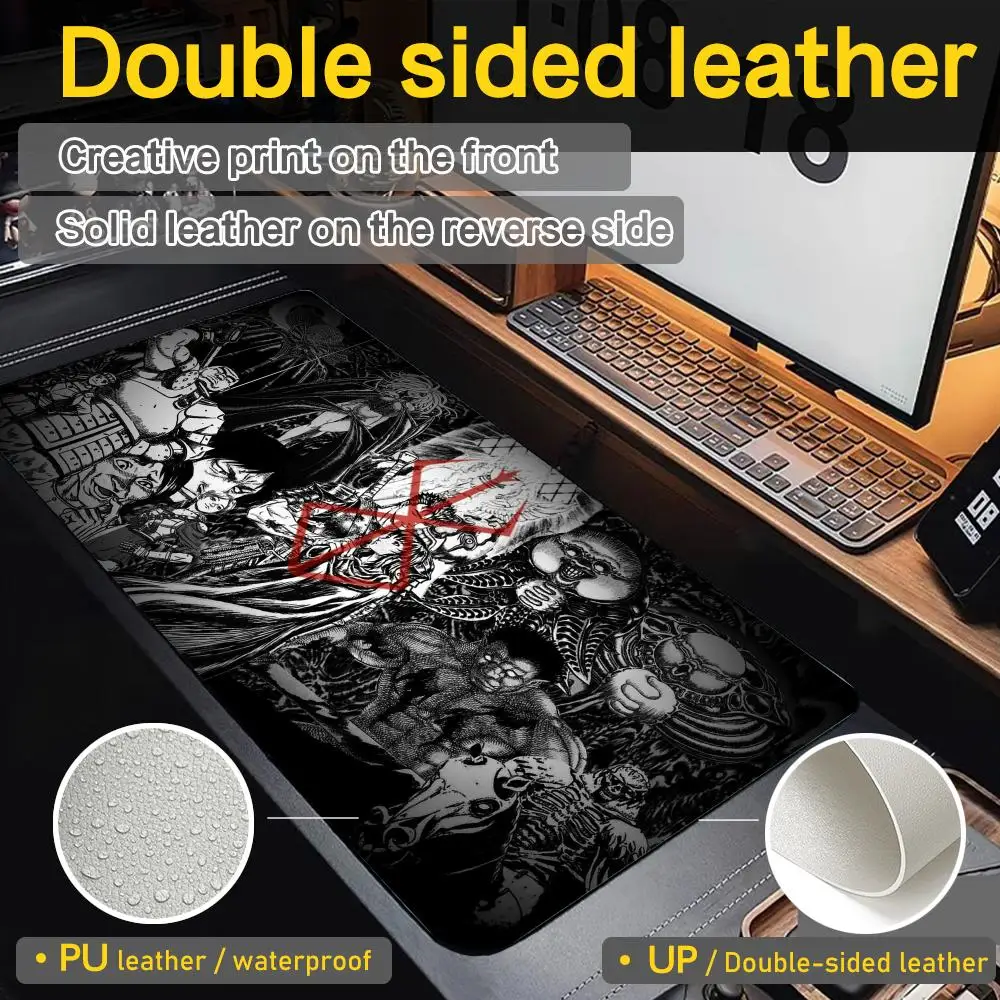 

PU Leather Table Berserk Mouse Pad Large game mat Double-sided Waterproof Soft Durable Comfortable Touch Desk Mat Large Mousepad
