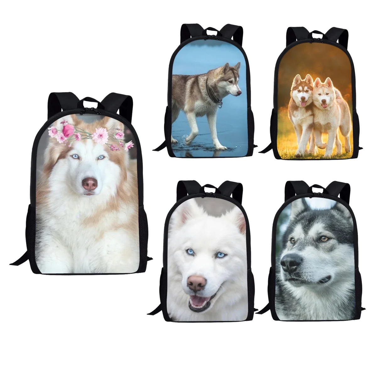 

BELIDOME Husky Wolf School Bag for Teenager Boys 3D Design Fashion Students Backpacks Large Capacity Women Men Book Bags Mochila