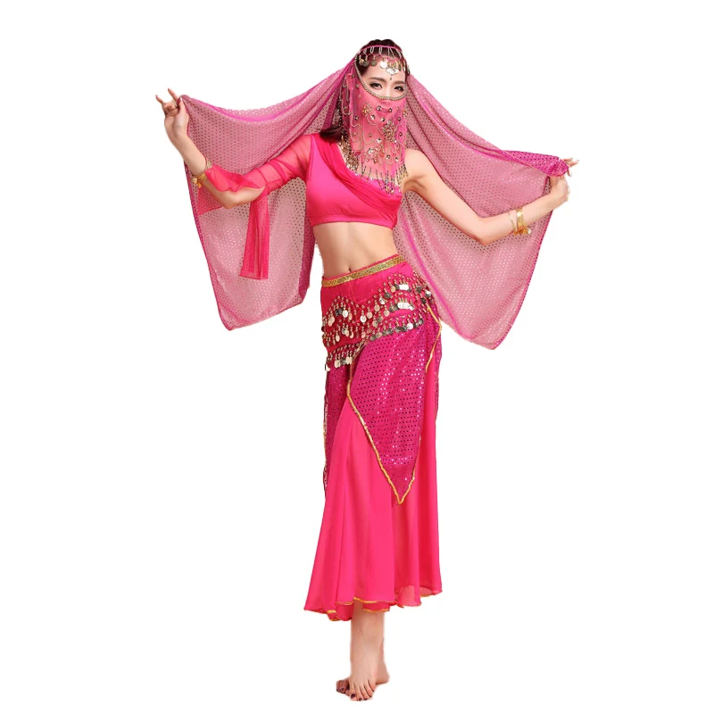 

Belly Dance Top Skirt Set Performance Stage Dance Long Skirt Suit Carnaval Disfraces Adults Sexy Women Indienne Costume Danse