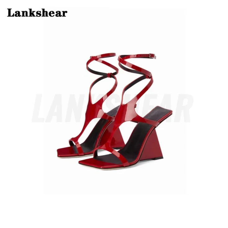Curved High Heel Patent Leather Ladies Sandals Ankle Strap Open Toe Square Toe Fashion Roman Shoes Red White Black Sandals
Curved High Heel Patent Leather Ladies Sandals Ankle Strap Open Toe Square Toe Fashion Roman Shoes Red White Black Sandals