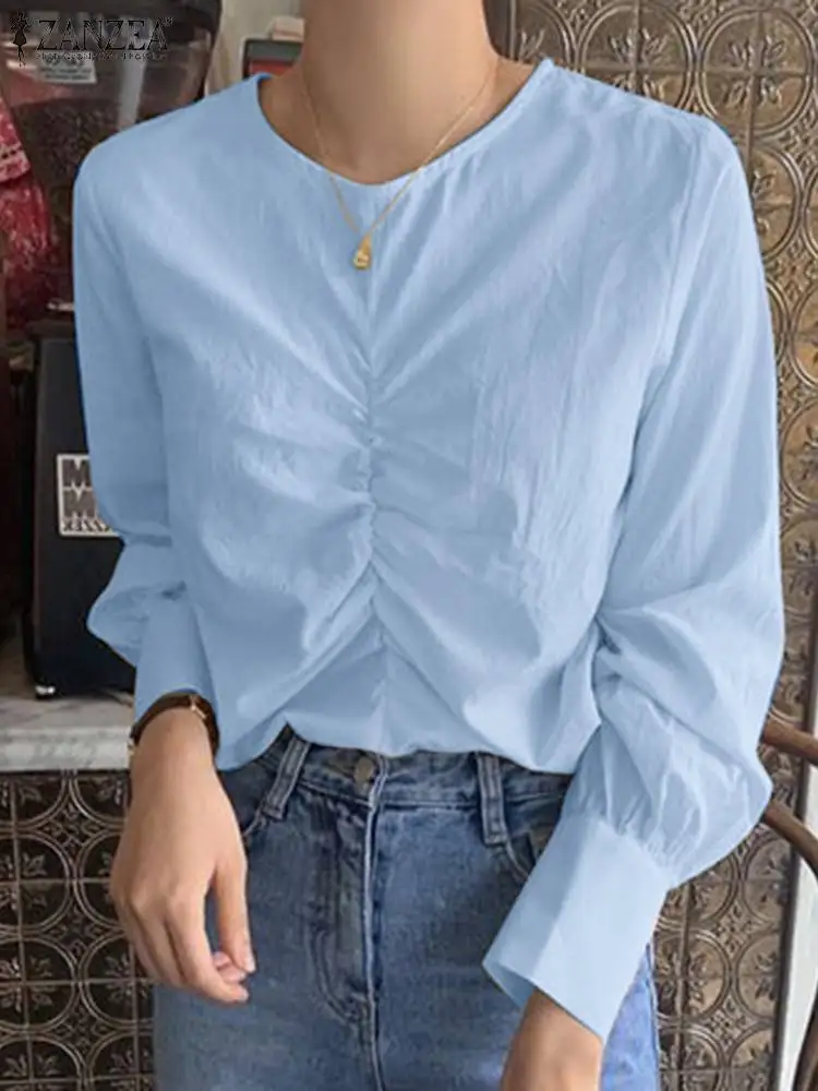 ZANZEA Solid Elegant Party Female Blusas Women Pleated Blouse Fashion Chic Long Sleeve Tops 2023 Autmun Casual Round Neck Shirt
ZANZEA Solid Elegant Party Female Blusas Women Pleated Blouse Fashion Chic Long Sleeve Tops 2023 Autmun Casual Round Neck Shirt