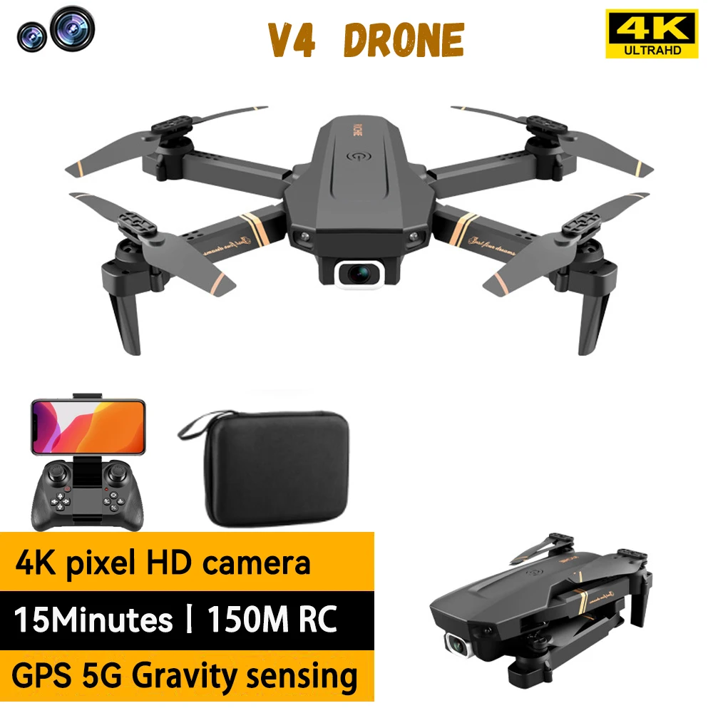 Дрон V4 с широкоугольной камерой 4k Hd, Wi-Fi, Fpv, двойная камера, складной Квадрокоптер, передача в реальном времени, вертолет, игрушка в подарок
Дрон V4 с широкоугольной камерой 4k Hd, Wi-Fi, Fpv, двойная камера, складной Квадрокоптер, передача в реальном времени, вертолет, игрушка в подарок