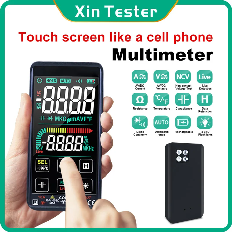 Цифровой мультиметр Xin Tester с сенсорным экраном 820T Вольтметр постоянного и переменного тока тестер сопротивления NCV + Перезаряжаемая батарея
Цифровой мультиметр Xin Tester с сенсорным экраном 820T Вольтметр постоянного и переменного тока тестер сопротивления NCV + Перезаряжаемая батарея