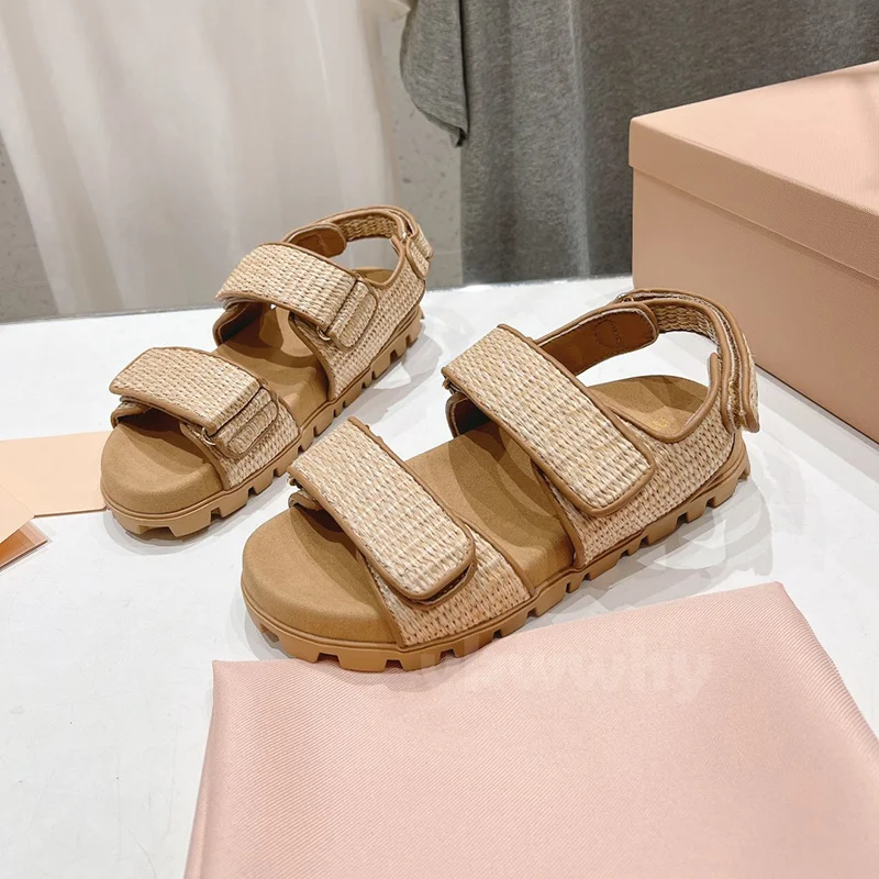 

Summer 2024 Walk Show New Style Women Sandals Round Head Peep Toe Anti Slip Sole Female Shoes Simplicity Versatile Sandals