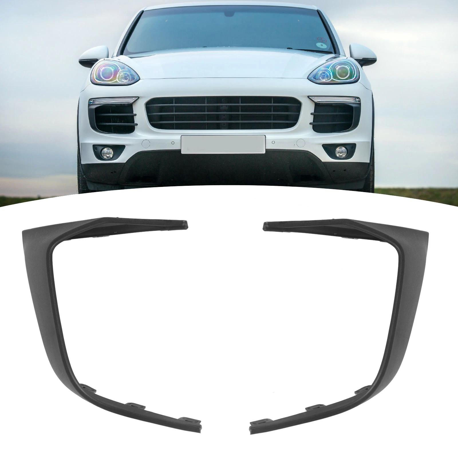 

Left Right Front Bumper Fog Light Grille Frame Trim Air Guide Trim 95850594500 95850594600 For Porsche Cayenne 958 2015-2018