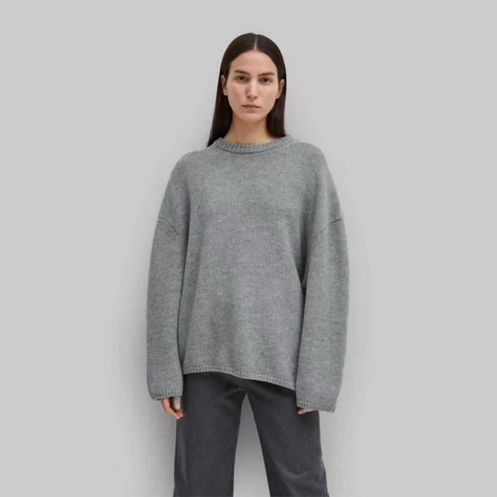 

T@teme asymmetric hem jumper women 2023 autumn and winter casual commuting loose round neck knit jumper jumper