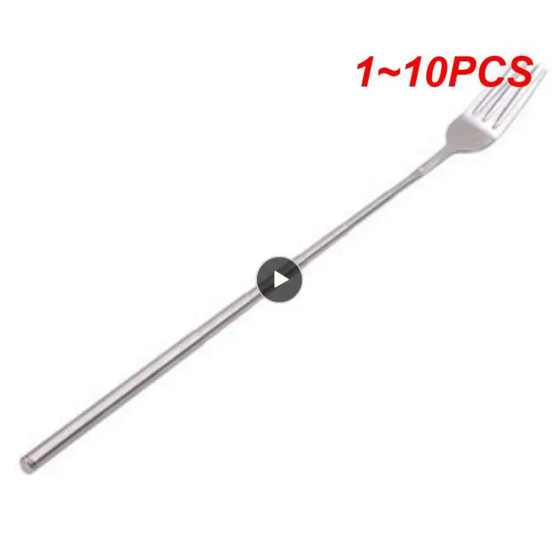 

1~10PCS Stainless Steel Western Style BBQ Dinner Fruit Dessert Long Cutlery Forks Telescopic Extendable Fork Kitchen Tool Fruit