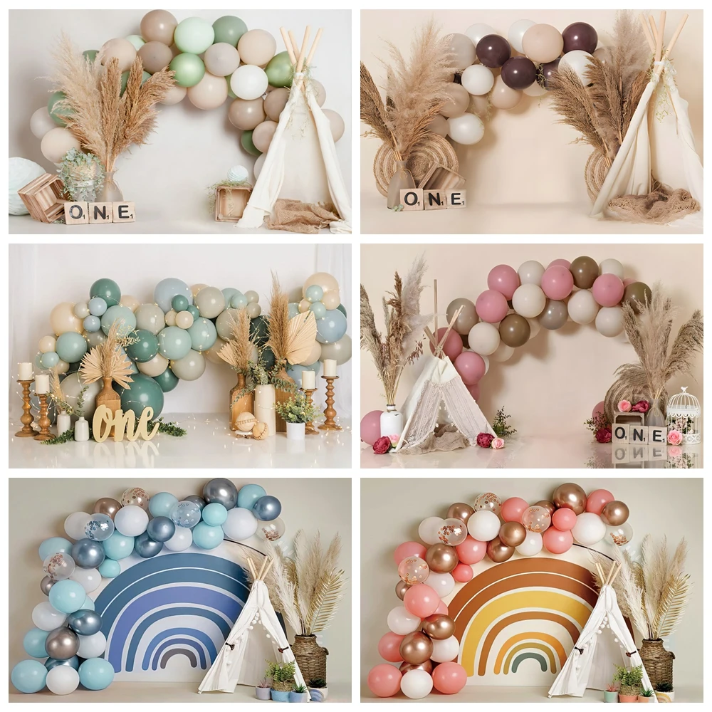 Newborn Baby 1st Birthday Background Bohemian Boho Balloon Tent Cake Table Decor Baby Portrait Photography Backdrop Photo Studio
Newborn Baby 1st Birthday Background Bohemian Boho Balloon Tent Cake Table Decor Baby Portrait Photography Backdrop Photo Studio