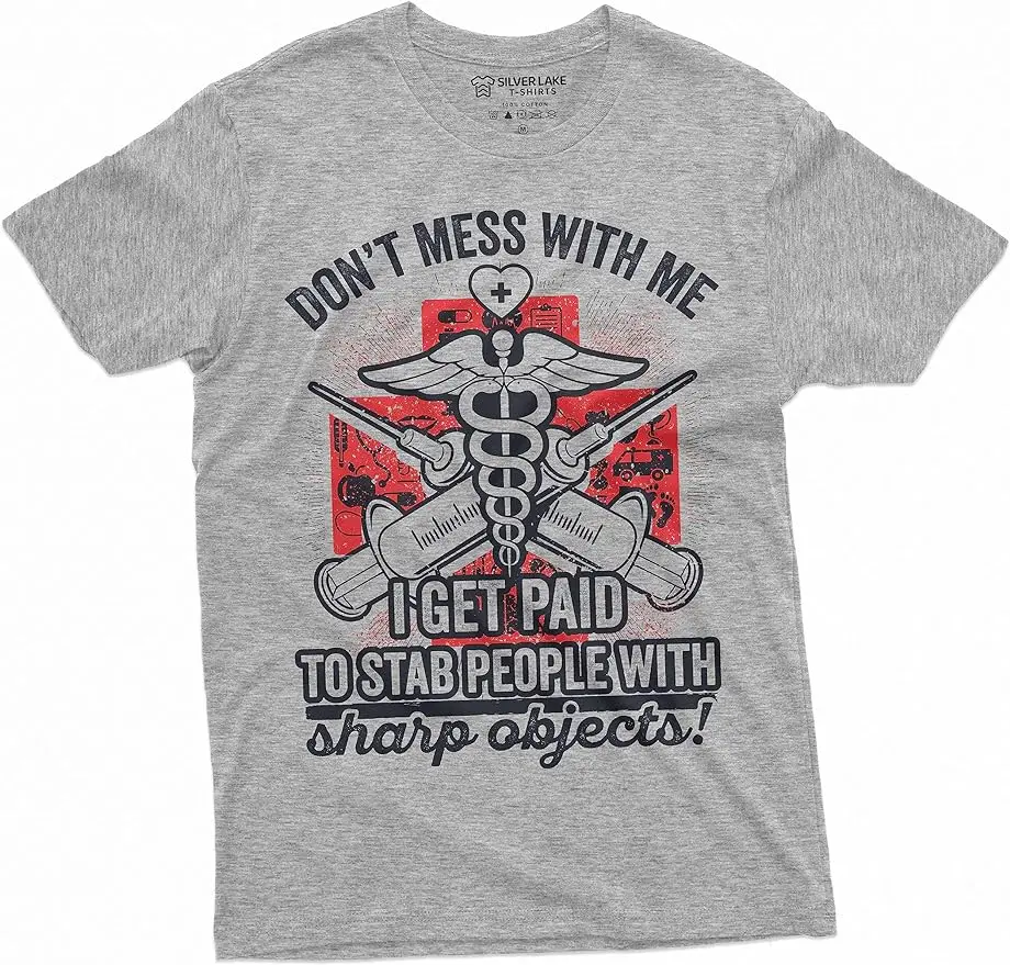 

Nurse Shirt Funny RN Doctor Gift tee Shirt stab People with Sharp Objects Medicine Hospital Wife mom