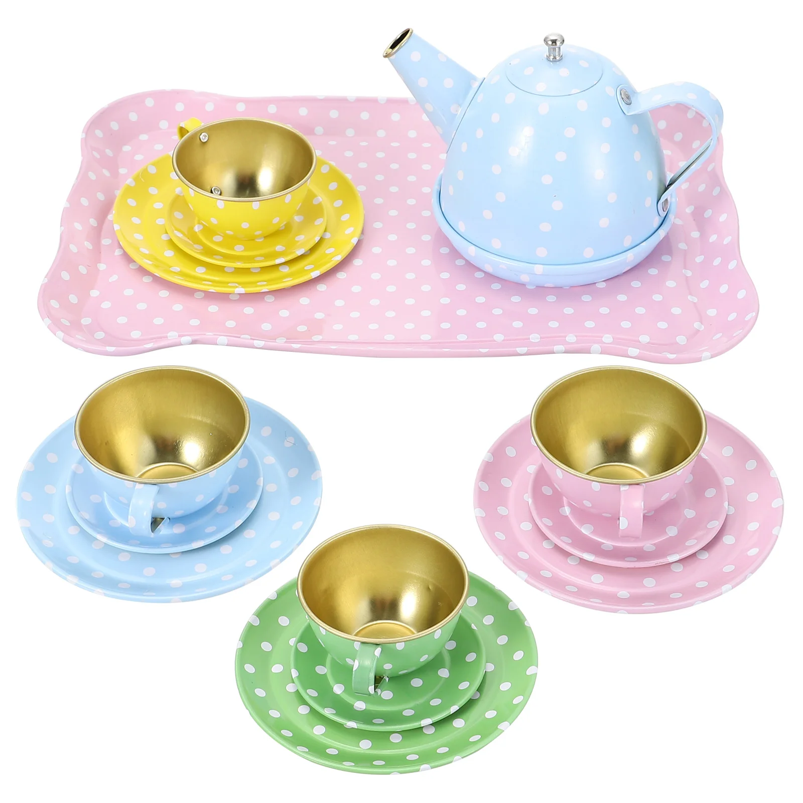 

Set/15pcs House Decorations Accessories Mini Tea Ware Simulation Kitchen Children Children’s Toy Tea Kit Tinplate