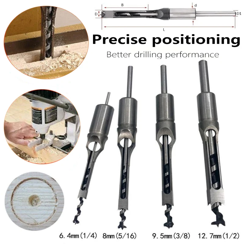 

1PCS 6-25mm HSS Twist Drill Bits Woodworking Drill Tools Auger Mortising Chisel Drill Set DIY Furniture Square Hole Extended Saw