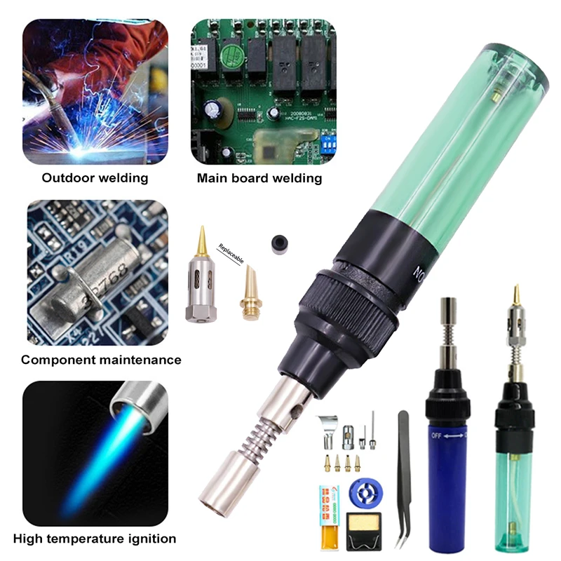 4 In 1 1300 Celsius Butane Portable Soldering Iron Kit Welding Pen Burner Blow Torch Gas Soldering Iron Cordless Butane Tip Tool
4 In 1 1300 Celsius Butane Portable Soldering Iron Kit Welding Pen Burner Blow Torch Gas Soldering Iron Cordless Butane Tip Tool