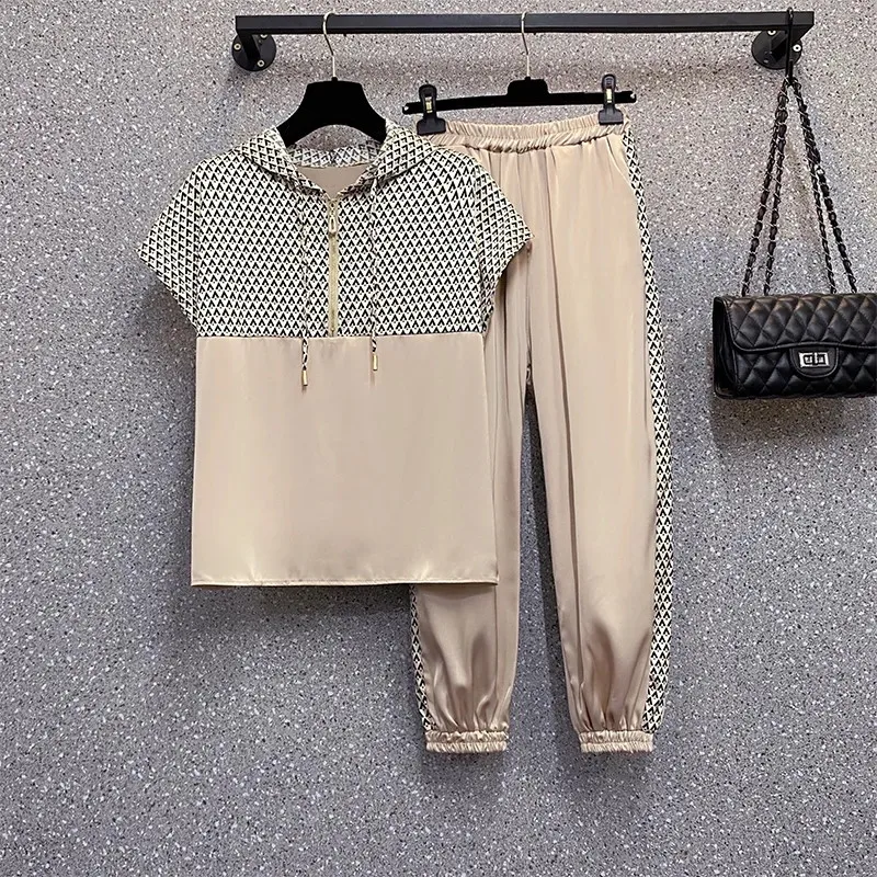 

Women's Tracksuit Fashion Pencil Pant Suits 2022 New Summer Leisure Clothing Foreign Style Crop Top Two Piece Set Women Leggings