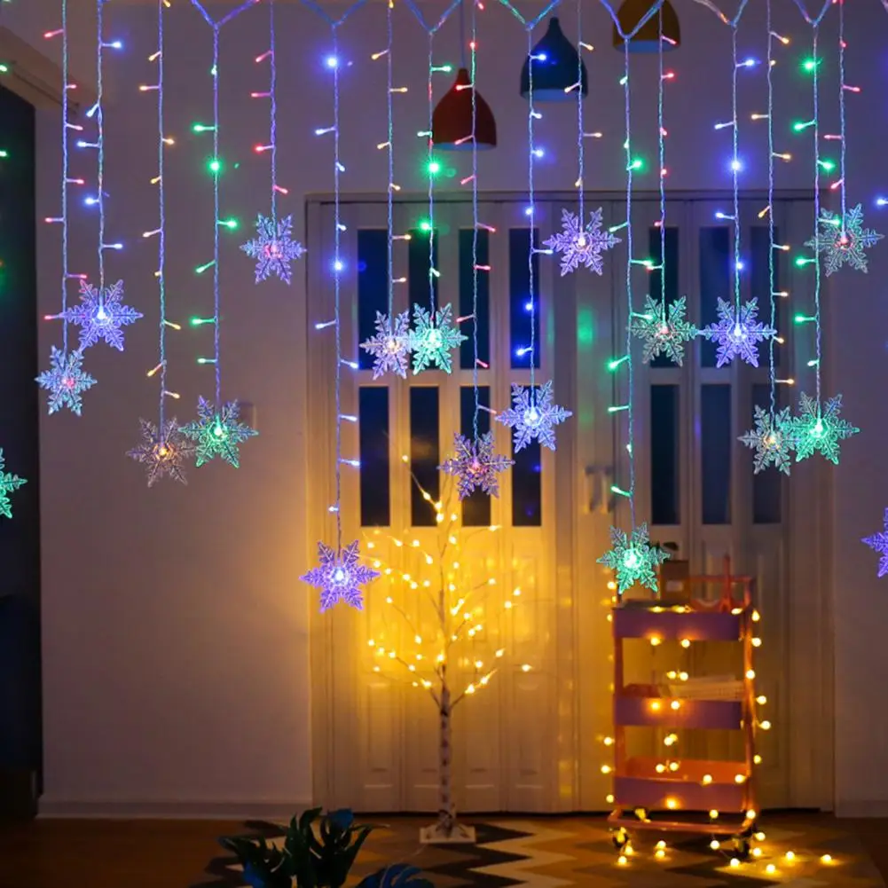 

Curtain Lamp Attractive Romantic Lighting Christmas Snowflake Icicle Lights LED String Light Outdoor Decoration for Festival