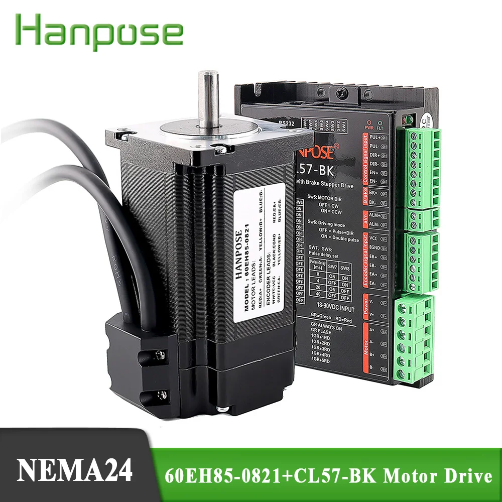 

Hybrid Step-servo motor NEMA24 Stepper Motor Controller Kit Closed Loop stepper motor Driver 4.0A 2.8N.m 60EH85-0821+CL57-BK CN