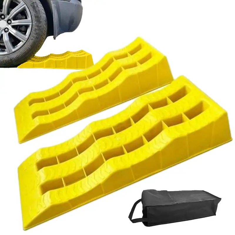 

2Pcs Heavy Duty RV Leveling Ramps Anti-Skid Car Tire Wheel Chocks Camper Leveling Blocks Lightweight Curb Ramps Threshold Ramp