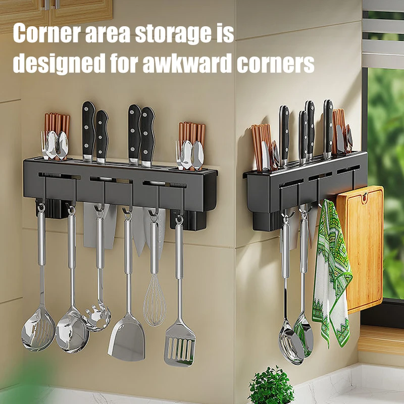 

Organizer Rack Spoon Shelf Free Stand Holder Kitchen Punching Storage Kitchen Gadgets Wall-mounted Chopstick Knife Accessories