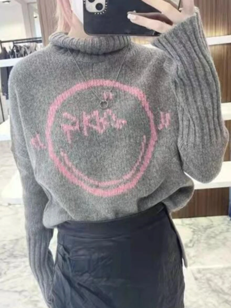 Autumn Winter New Half Turtleneck 100% Cashmere Round Color Matching Letters Women Casual Warm Sweater Pullover
Autumn Winter New Half Turtleneck 100% Cashmere Round Color Matching Letters Women Casual Warm Sweater Pullover