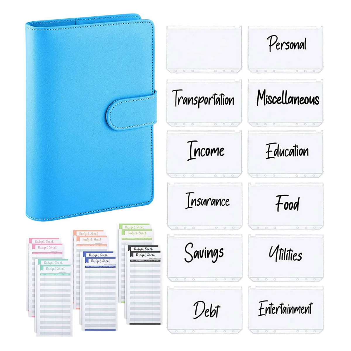 25Pcs A6 PU Leather Budget Binder Set, Binder Cover Personal Planner Binder for Money Saving Cash Envelopes System Blue
25Pcs A6 PU Leather Budget Binder Set, Binder Cover Personal Planner Binder for Money Saving Cash Envelopes System Blue