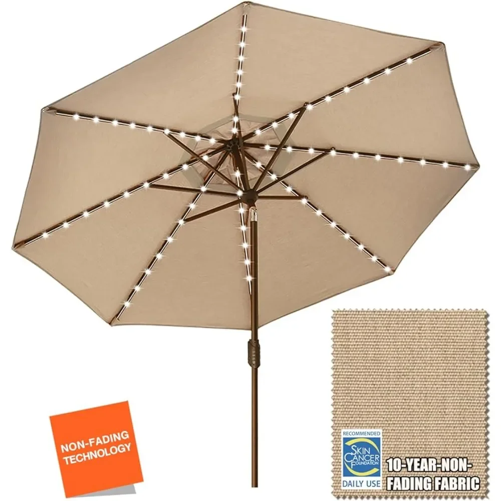 Solar 9-foot Market Umbrella with 80 LED Lights, Outdoor Table Umbrella with Ventilation, Gray Brown Color
Solar 9-foot Market Umbrella with 80 LED Lights, Outdoor Table Umbrella with Ventilation, Gray Brown Color
