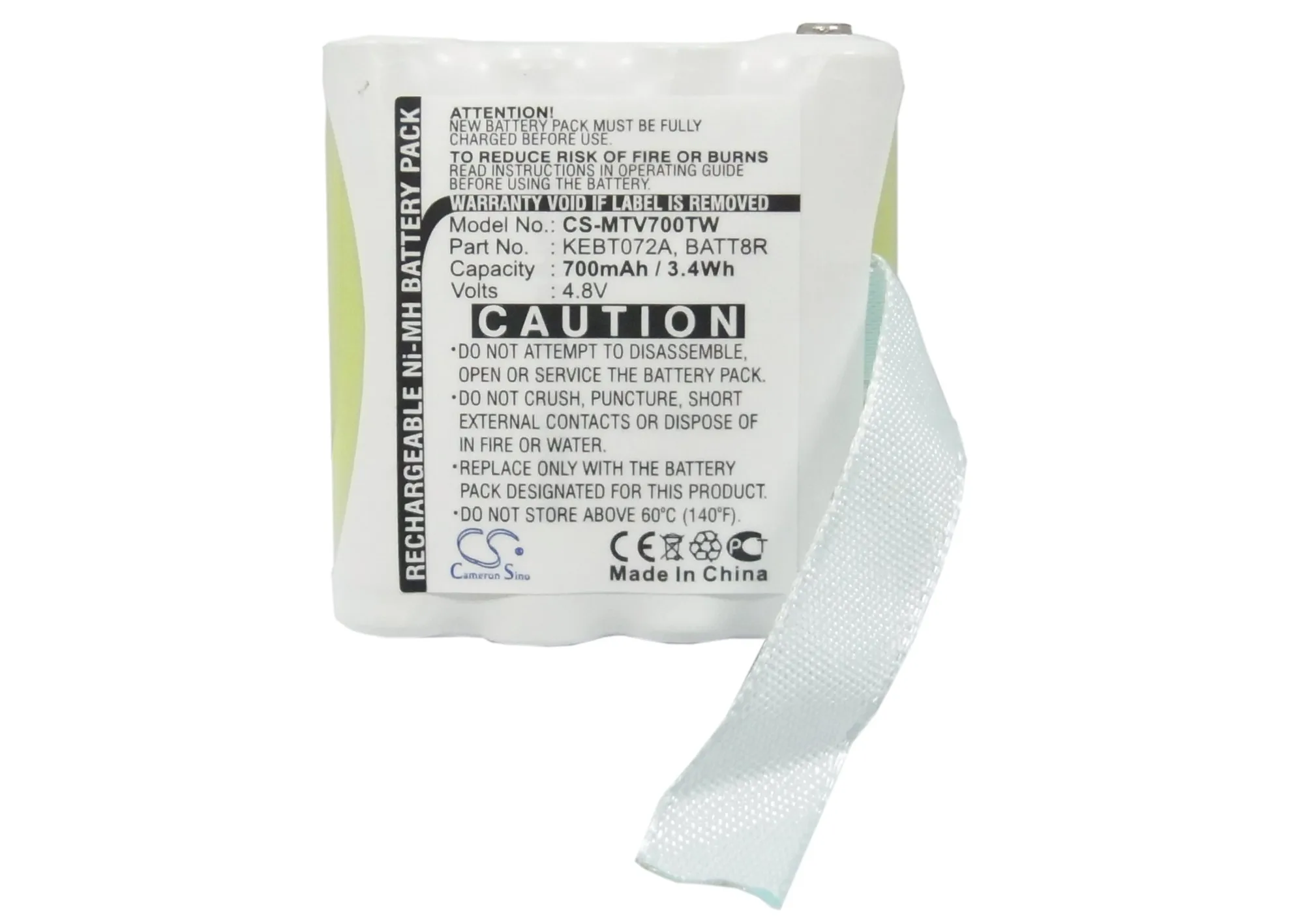 Cameron Sino 700mAh Battery KEBT072, KEBT072A for Motorola M370H1A, SX700R, TalkAbout FV700R, SX700, SX710
Cameron Sino 700mAh Battery KEBT072, KEBT072A for Motorola M370H1A, SX700R, TalkAbout FV700R, SX700, SX710