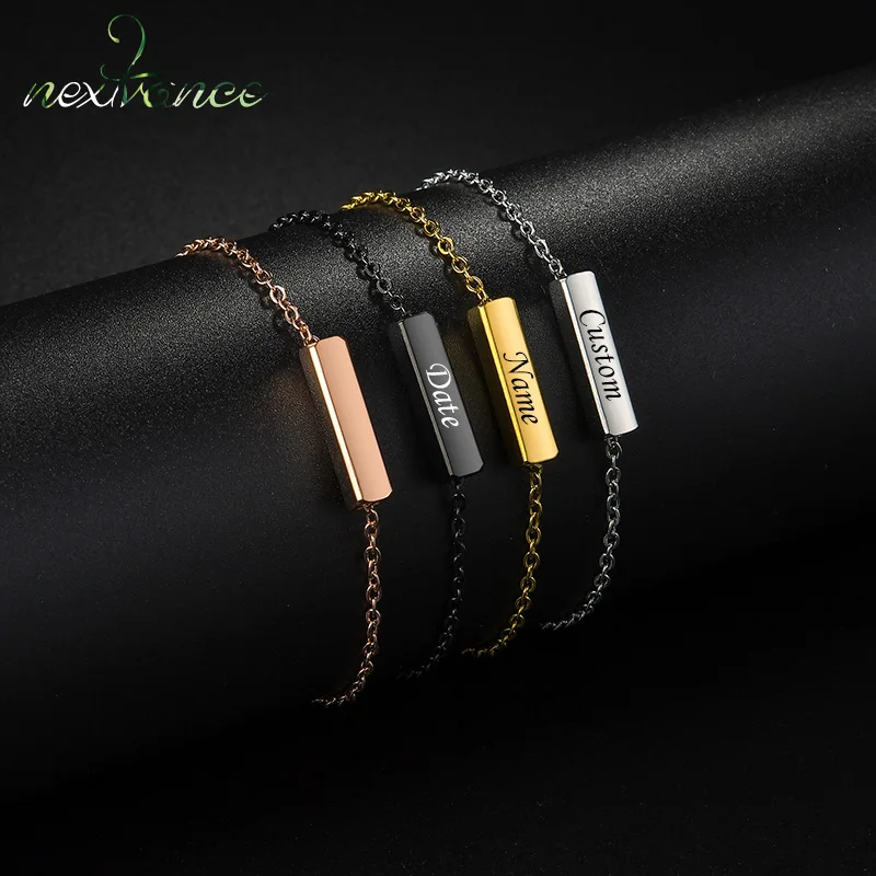 Nextvance Custom Name Bracelet Engraved Date ID Tag Cylinder Square Stainless Steel Adjustable For Women Valentine's Day Gift
Nextvance Custom Name Bracelet Engraved Date ID Tag Cylinder Square Stainless Steel Adjustable For Women Valentine's Day Gift