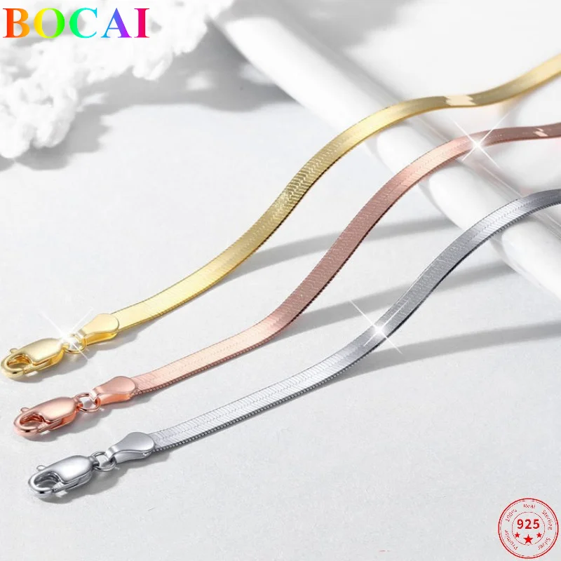 

BOCAI S925 Sterling Silver Charm Necklace 2022 New Fashion Blade-Chain Pure Argentum Clavicle Neck Jewelry for Men and Women