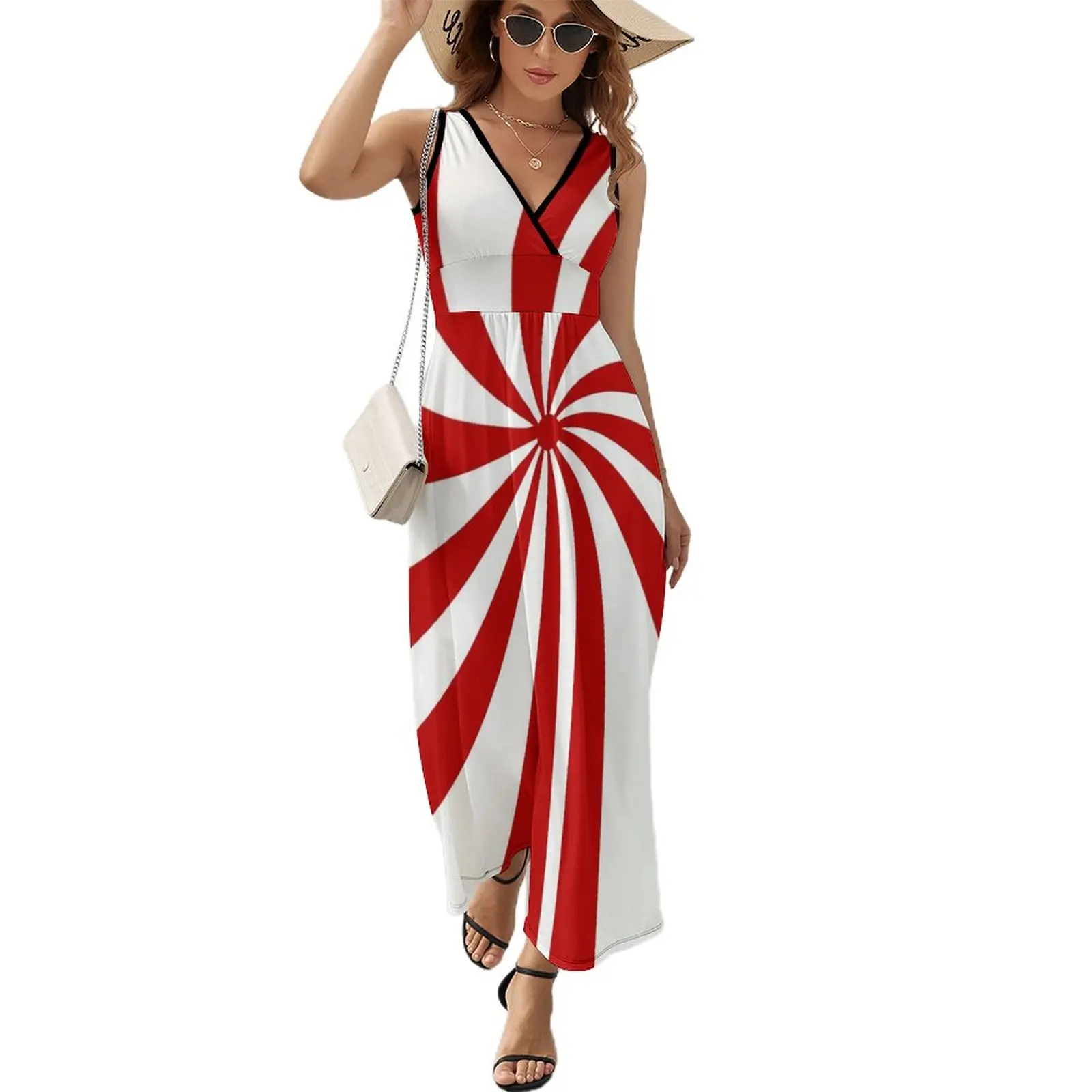 

Merry Xmas red white swirls Christmas Candy Cane Sleeveless Dress dresses for woman 2023 luxury woman party dress