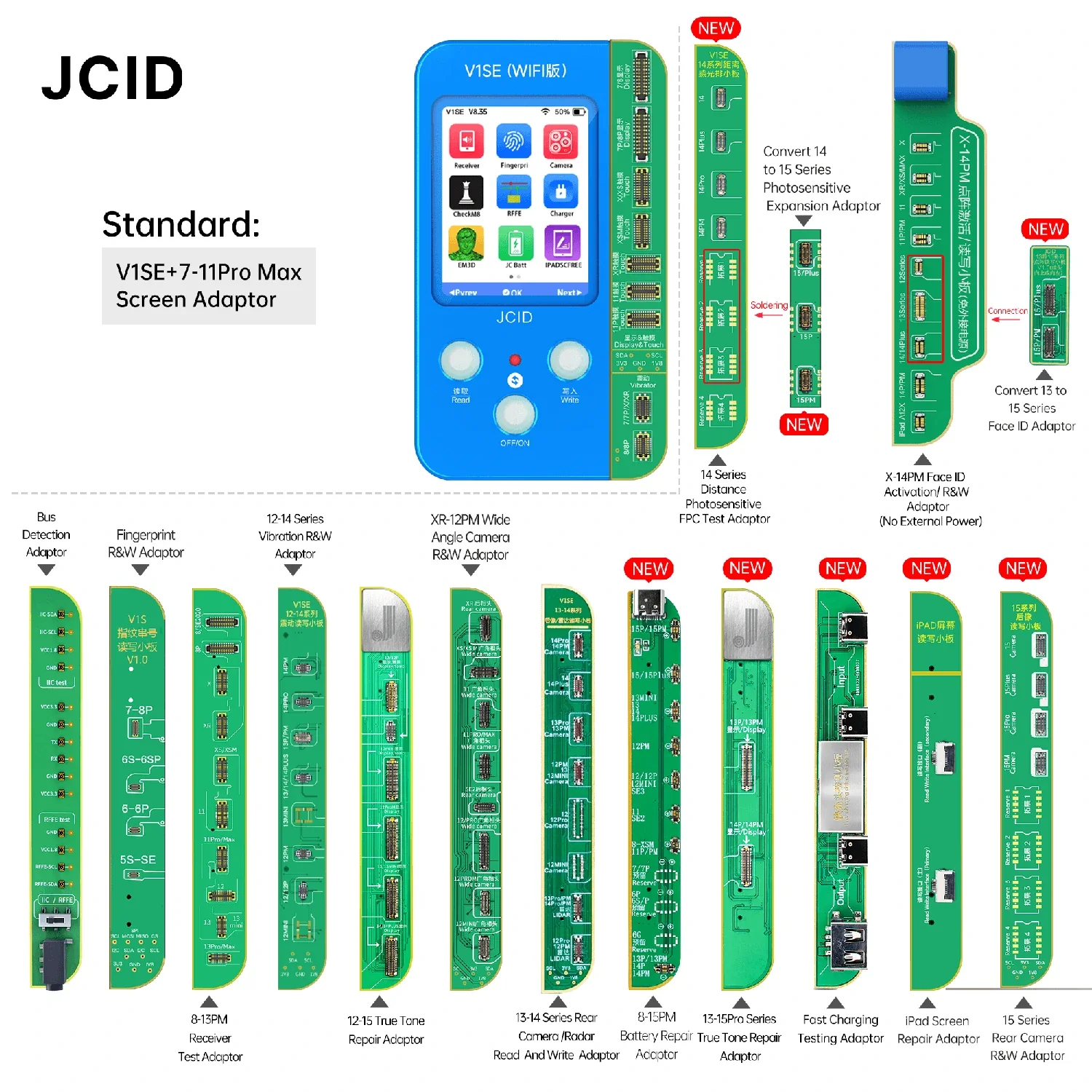 JCID V1SE Φ для телефона максимальный экран True Tone/распознавание лица/задняя камера/восстановление PFC/изменение данных батареи
JCID V1SE Φ для телефона максимальный экран True Tone/распознавание лица/задняя камера/восстановление PFC/изменение данных батареи