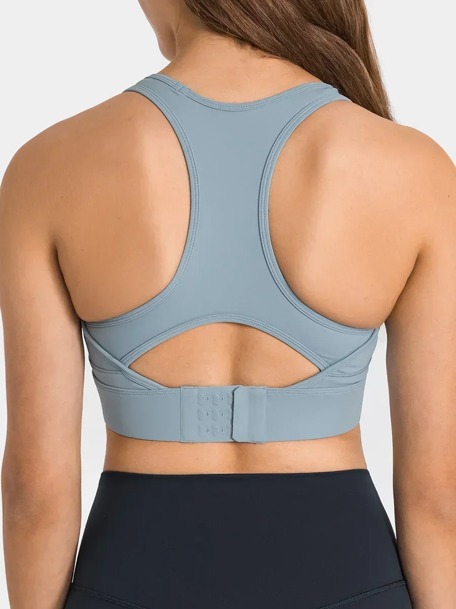 

LU GRACE Back Buckle Adjustable Women's Bra Brushed Push up Sport bra Medium to High Support Soft Yoga Bra for Gym Activewear