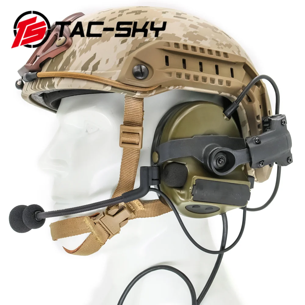 

TAC-SKY Tactical COMTAC II Headset Helmet ARC Track Bracket Silicone Earmuff Version Walkie Talkie PTT Headset COMTAC Headset